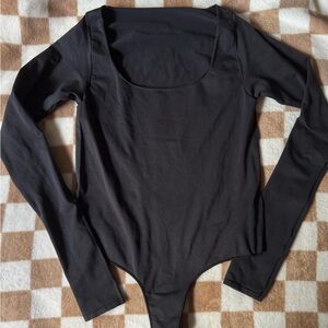 SKIMS Black Long Sleeve Scoop Neck Bodysuit